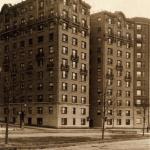 Rhinecleff Court, Circa 1920, with Young Plane Trees in the Park, and No Fountain (The World's New York Apartment Album)