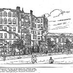 This architectural rendering of the Berler-Levy houses appeared in the New York Times as construction was begining