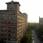 This photograph, taken from an upper floor at the neighboring "Sutherland" shows the Grinnell's Riverside Drive facade.